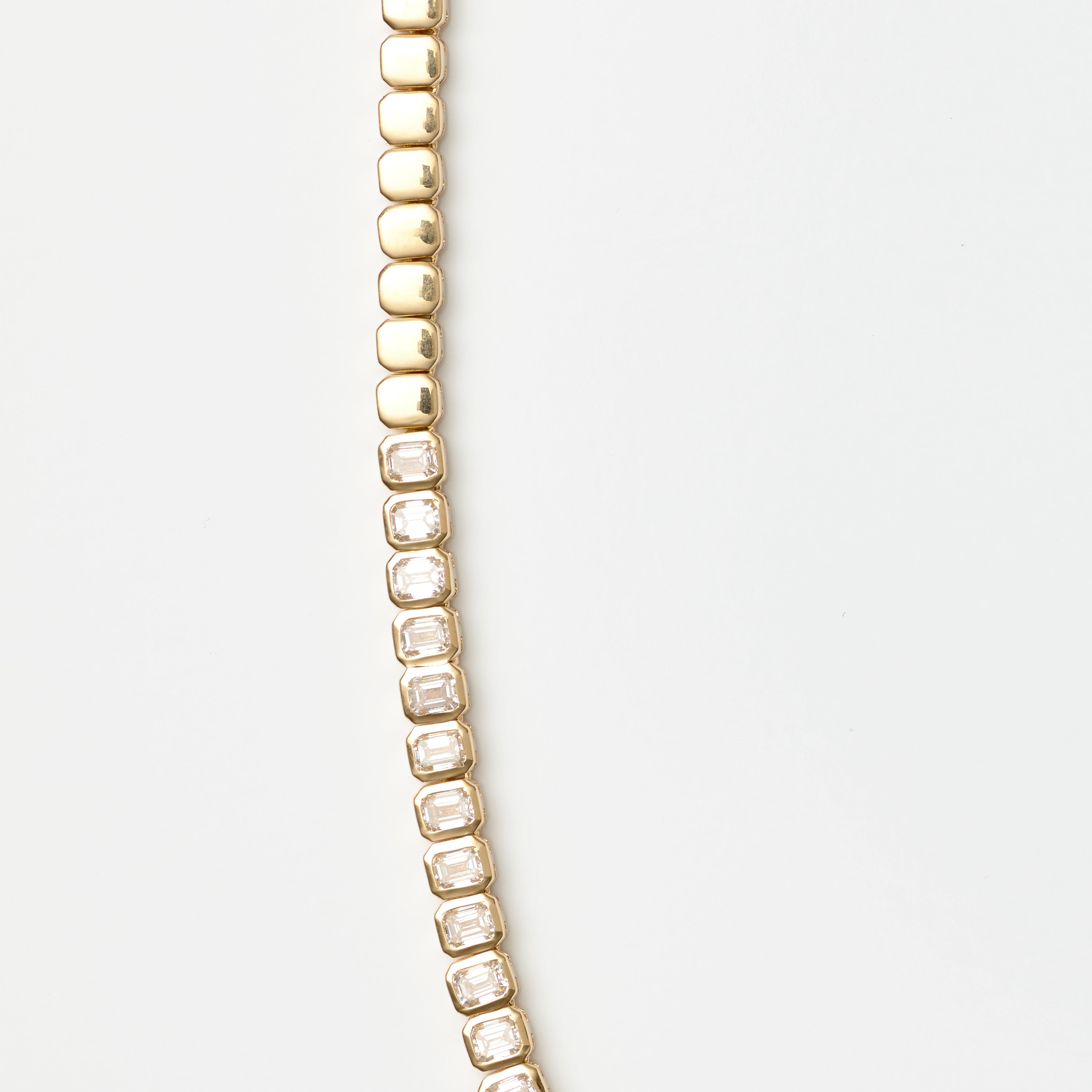 Bezel-Set Emerald Diamond Tennis Necklace