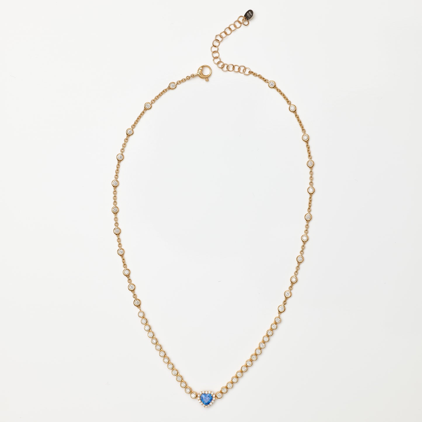 Heart Shape Sapphire & Diamond Necklace