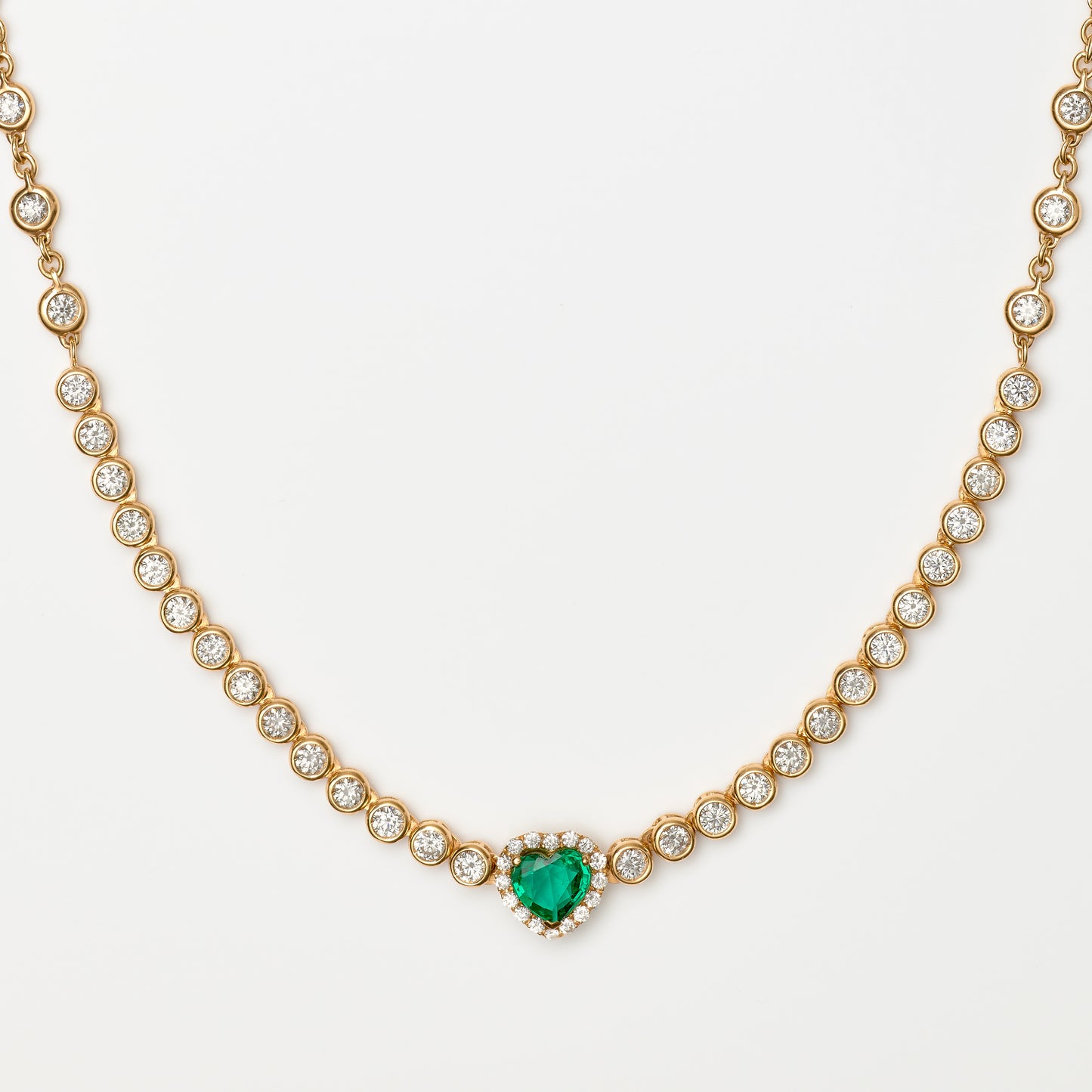 Heart Shape Sapphire & Diamond Necklace