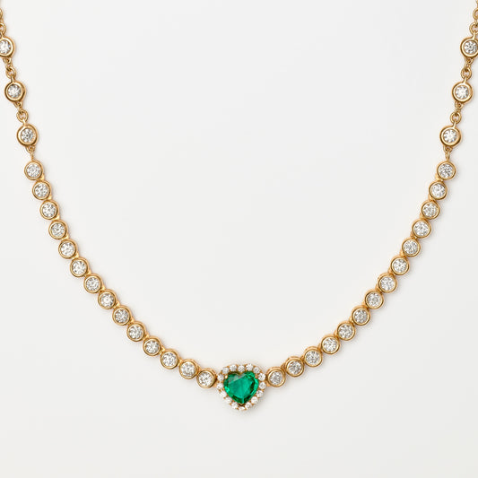 Heart Shape Sapphire & Diamond Necklace