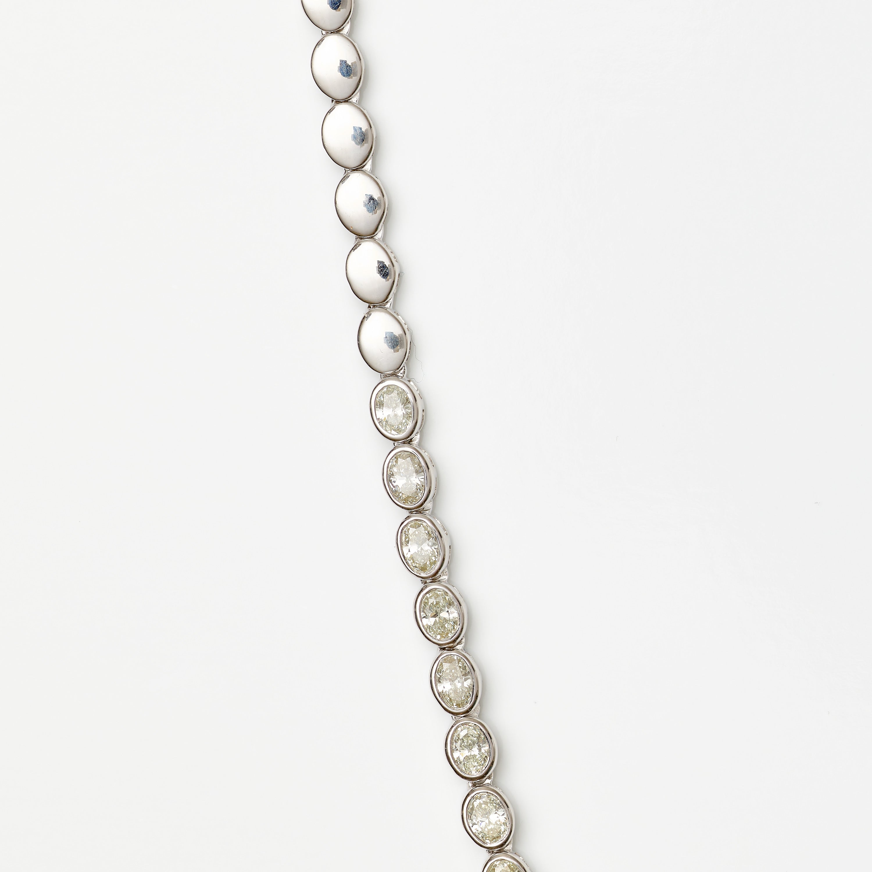 Bezel-Set Oval Diamond Tennis Necklace