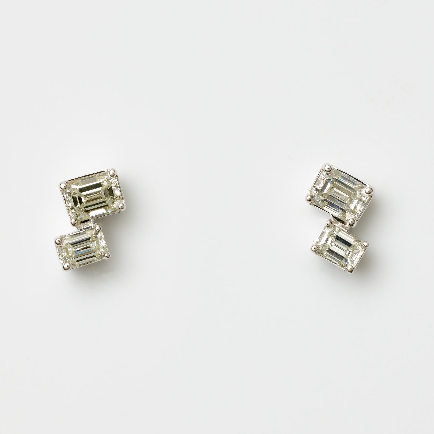 Double Emerald Diamond Stud