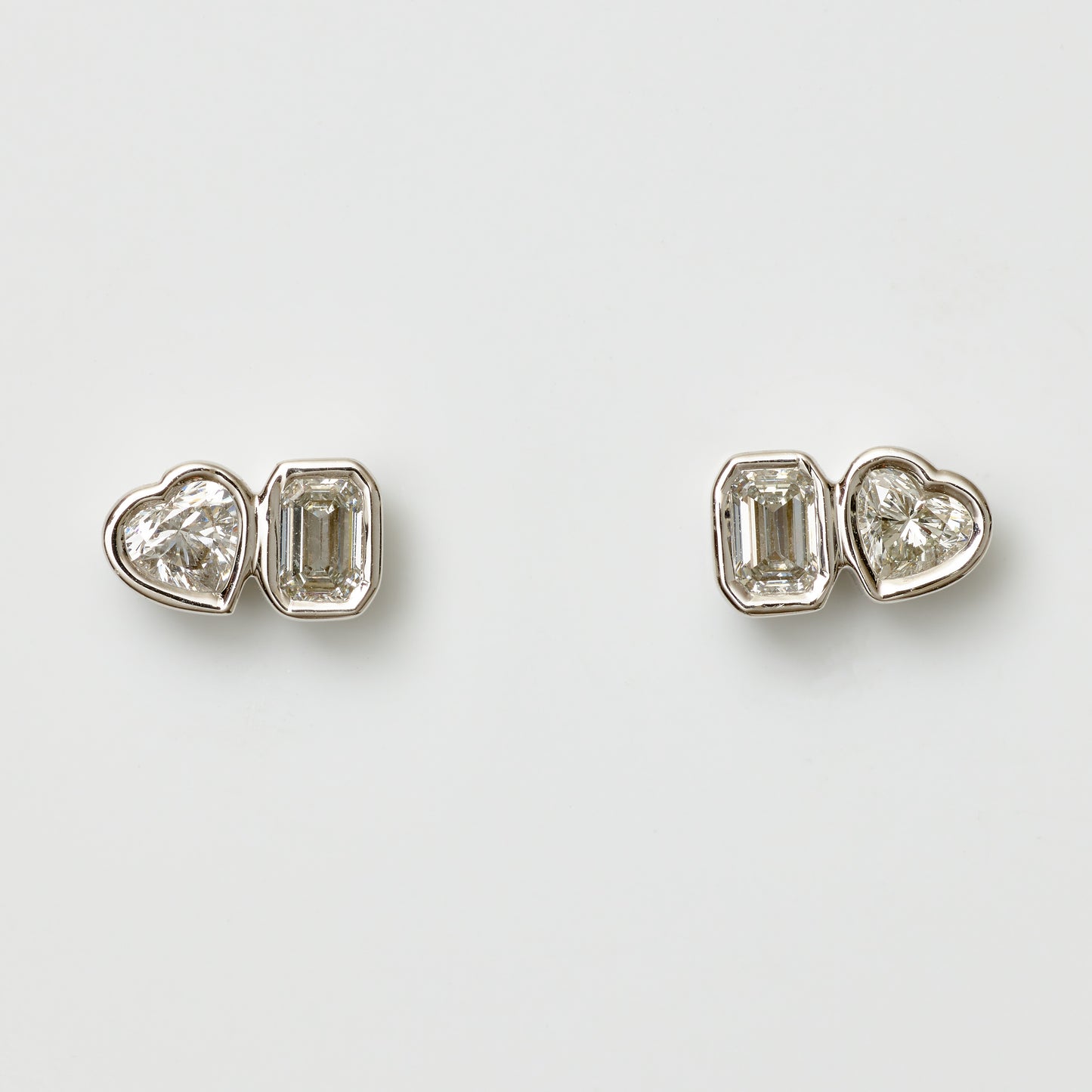 Bezel-Set Double Diamond Stud