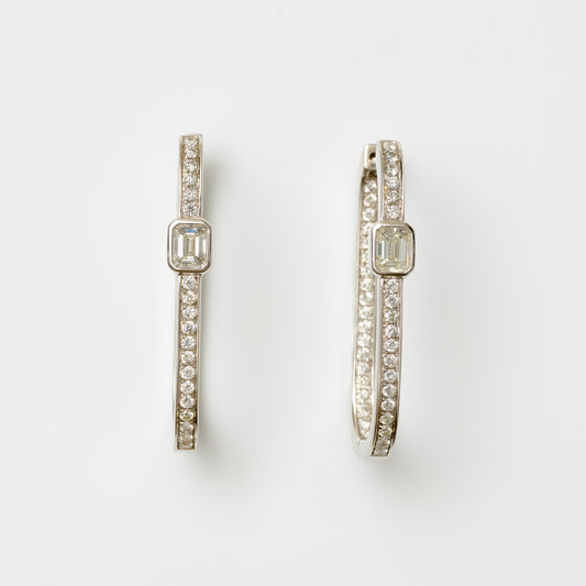 Rectangular Diamond Inside-Out Hoops