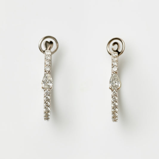 Oval Pear Diamond Hoops