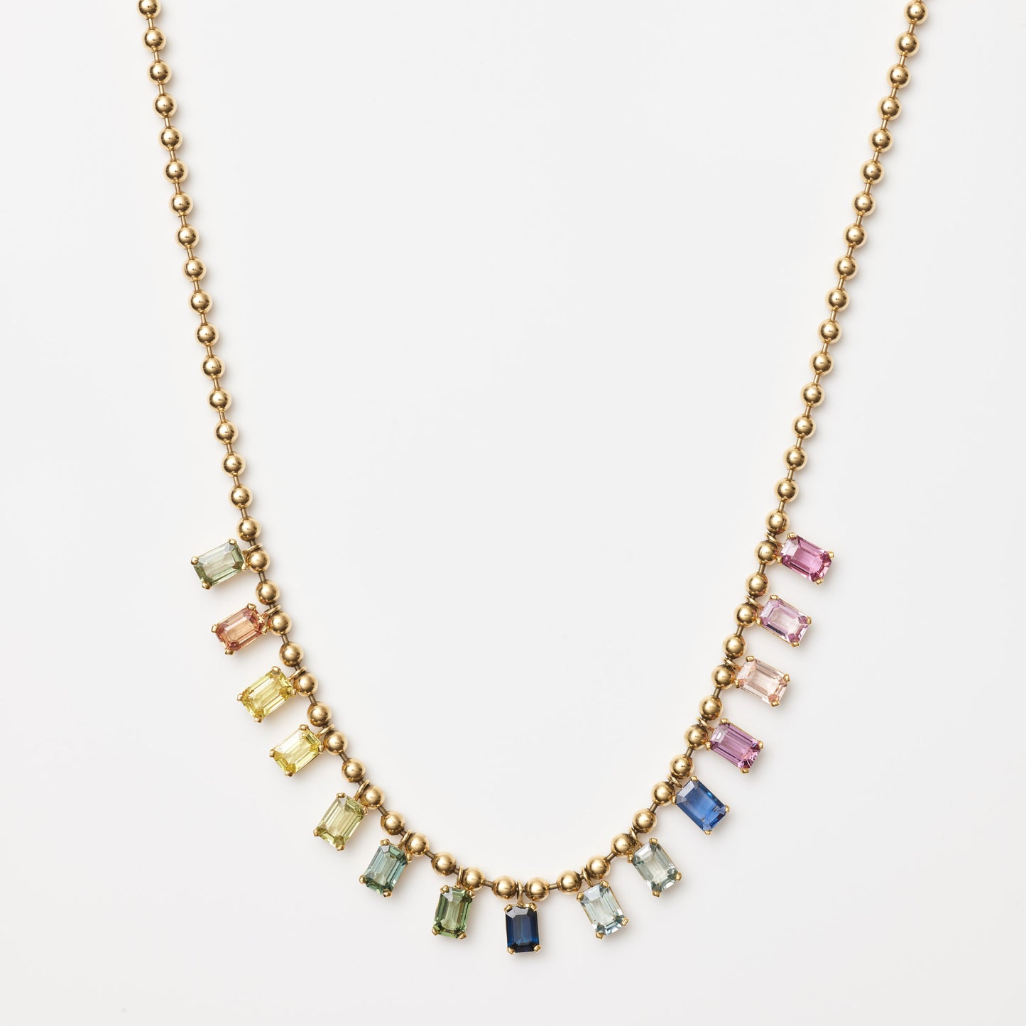 Rainbow Sapphire Droplet Necklace