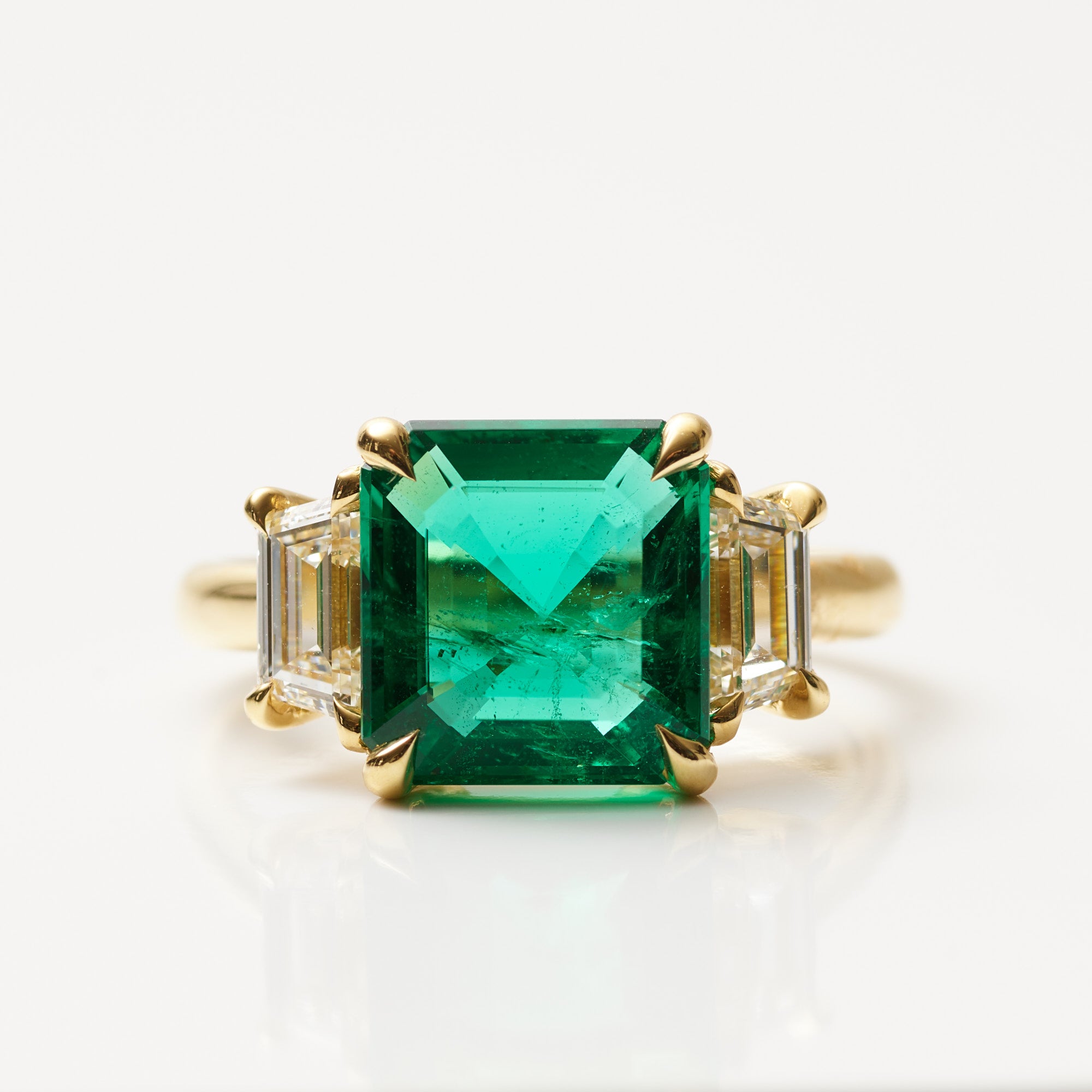 Three-Stone Emerald & Diamond Ring