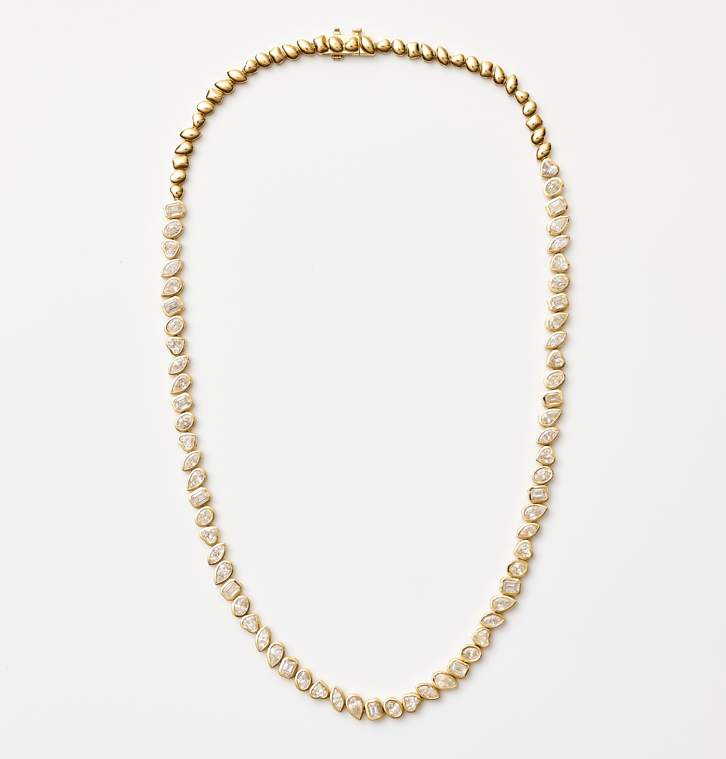 Muti-Shape Bezel Diamond Tennis Necklace