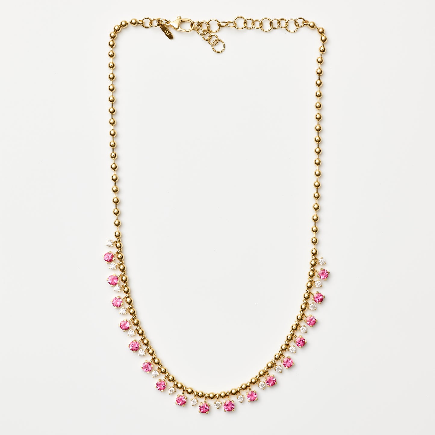 Pink Tourmaline & Diamond Droplet Necklace