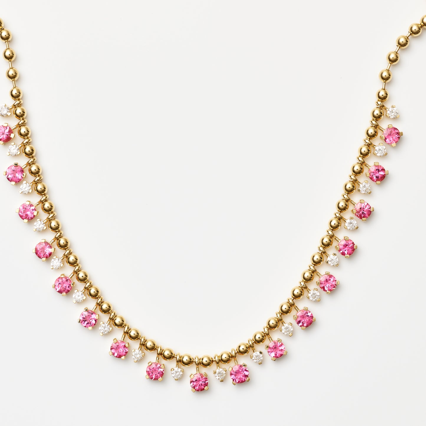 Pink Tourmaline & Diamond Droplet Necklace