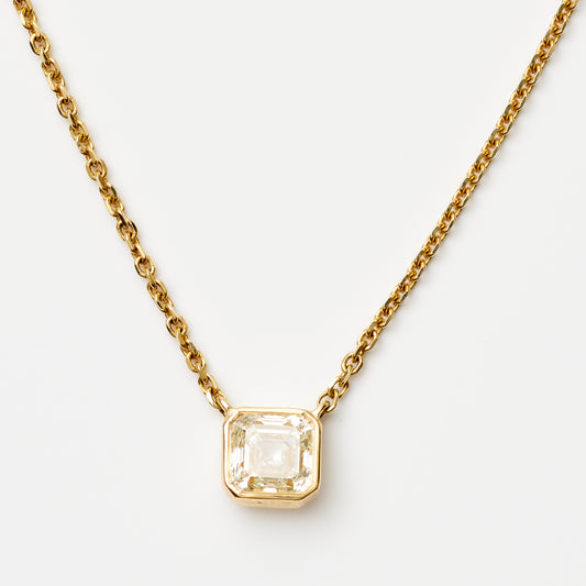 Asscher Bezel Diamond Pendant Necklace