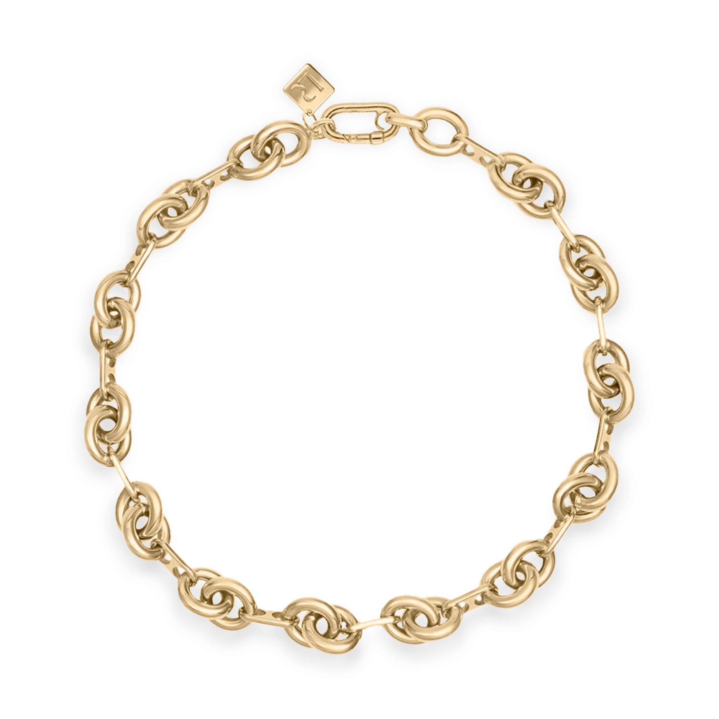 Ettore Yellow Gold Necklace with Round Criss-Cross Links