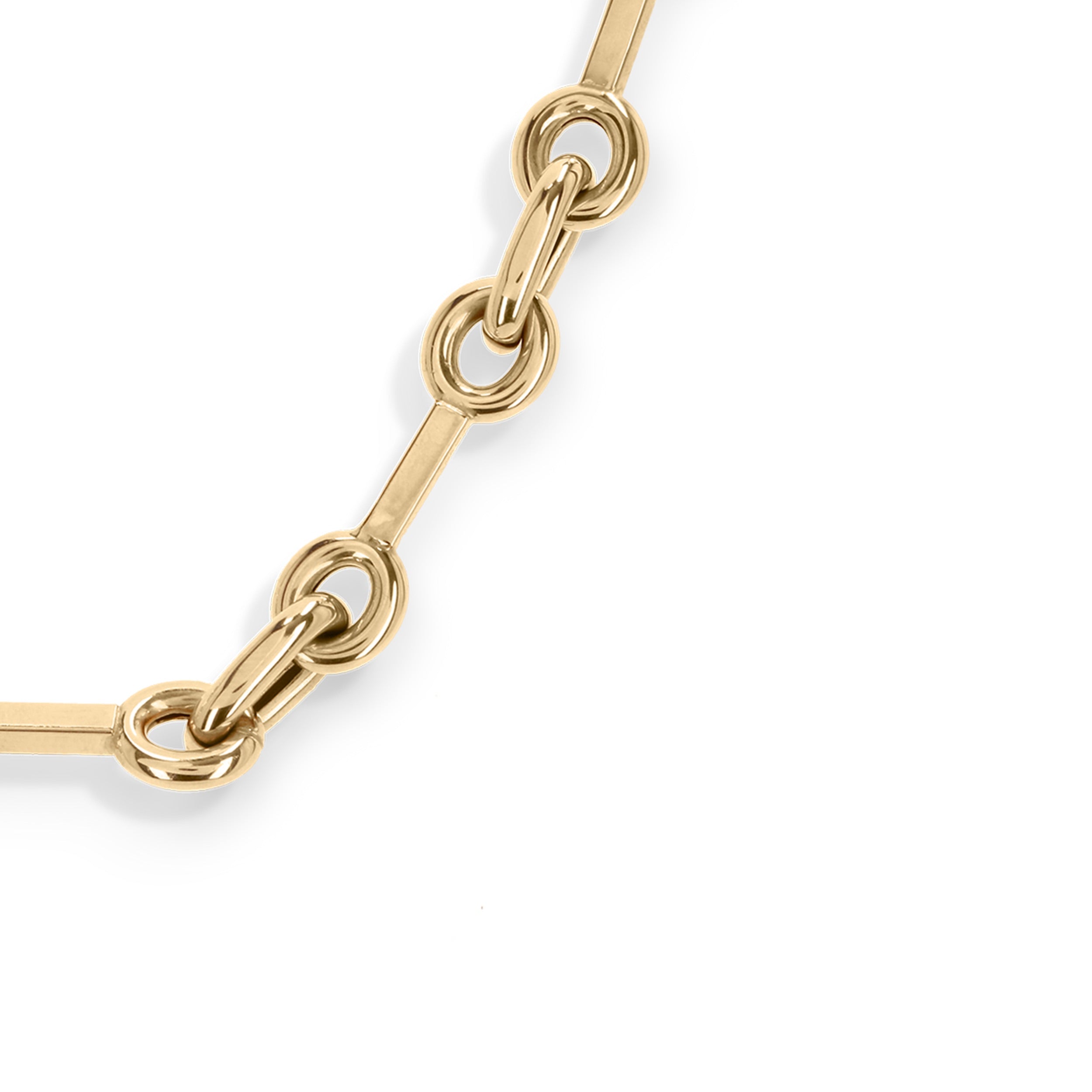 Jackie Yellow Gold "Horse-Bit" Links Long Chain Necklace
