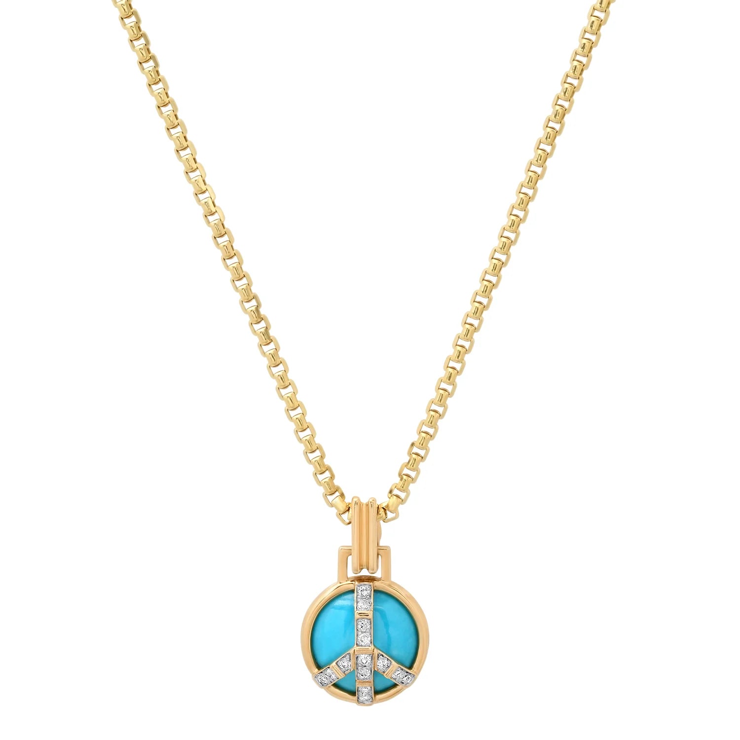 Mini-Size Peace Pendant, Tourquoise & Diamonds