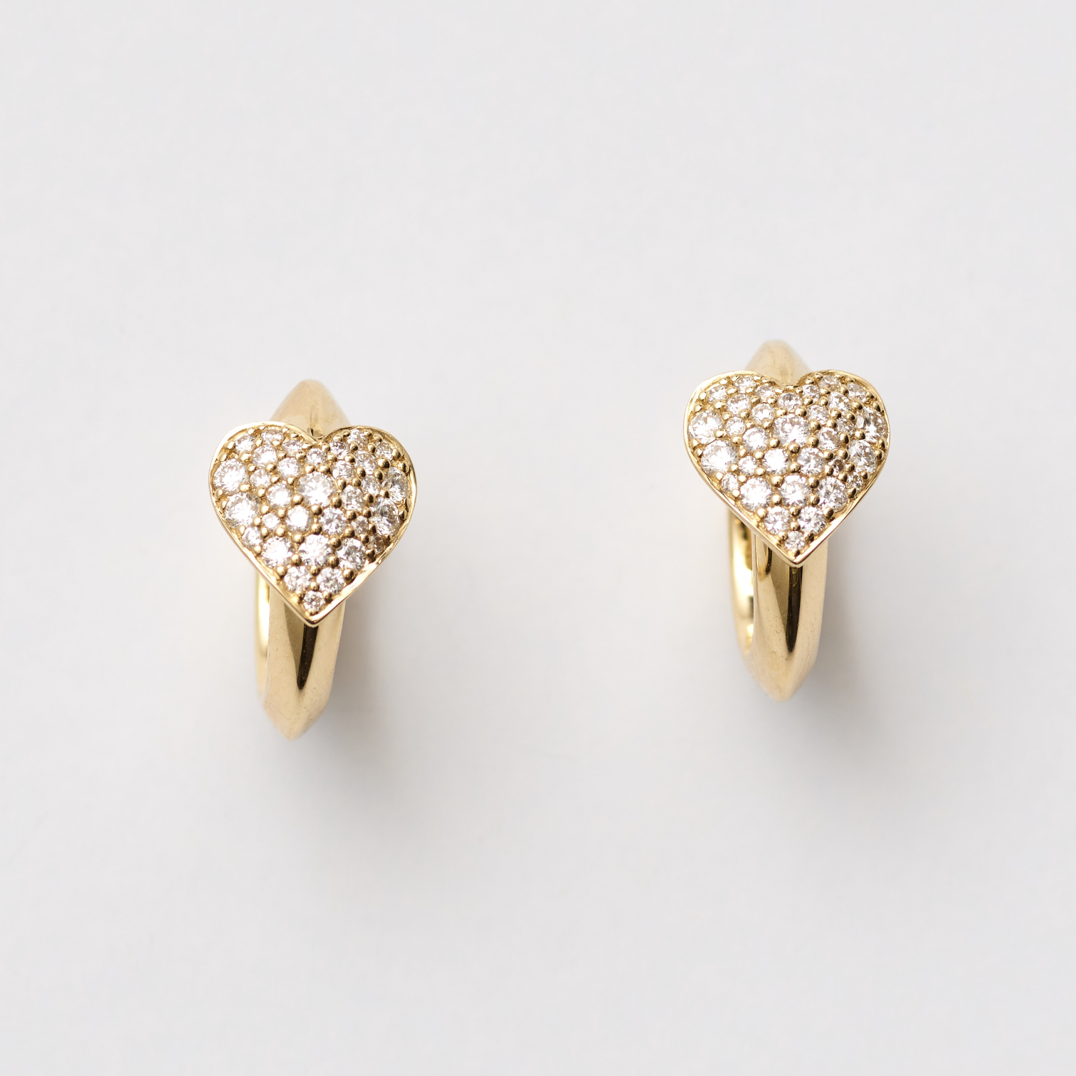 Diamond-Pave Heart Huggies