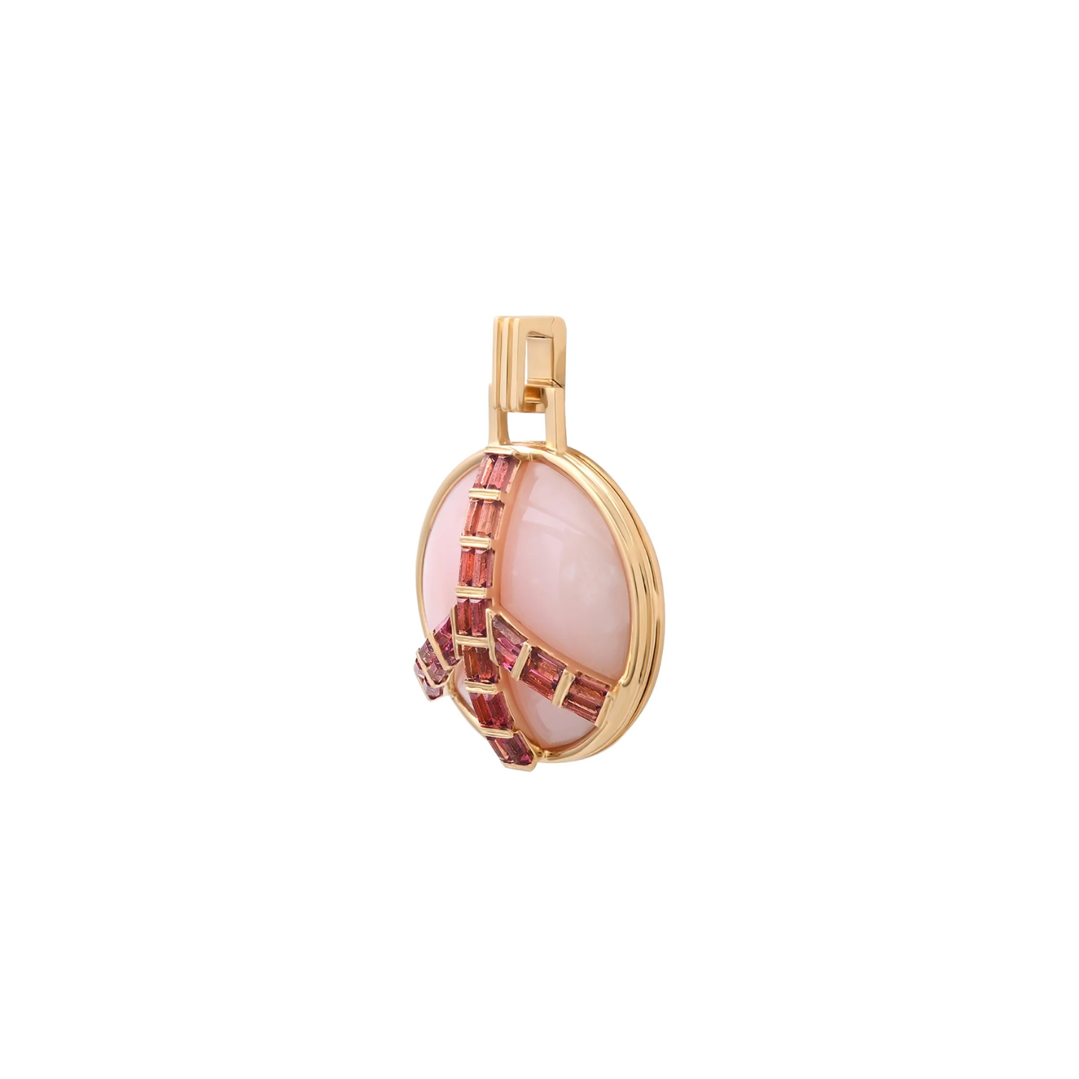 Mid-Size Peace Pendant, Pink Opal & Pink Sapphire