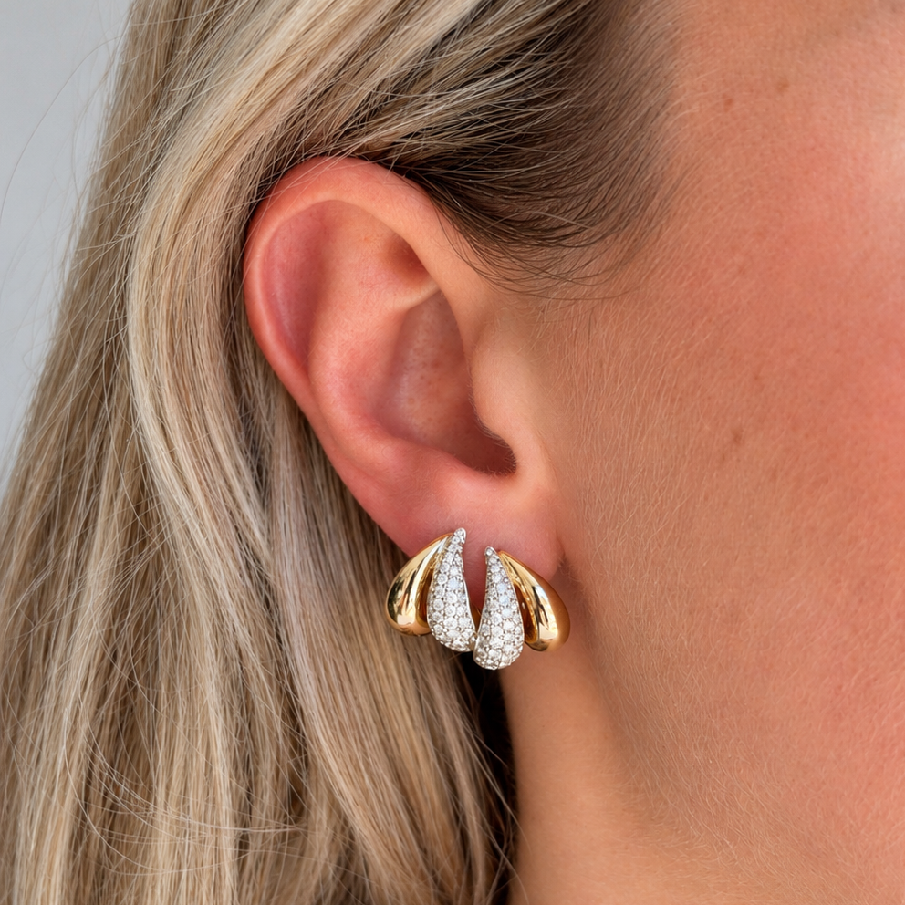 Mini Double Tapered Diamond Huggies