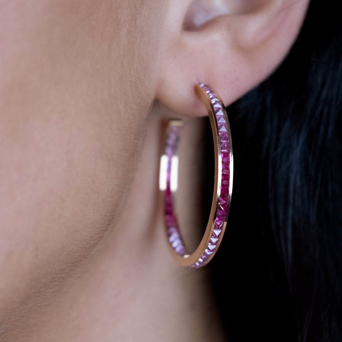 Be-Spiked Pink Sapphire Hoops
