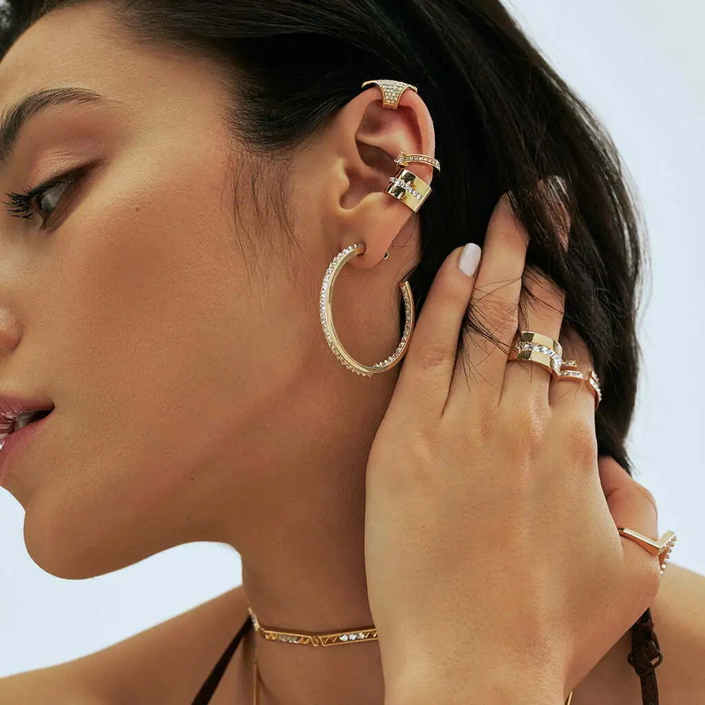 Spiked Double Row Hoops